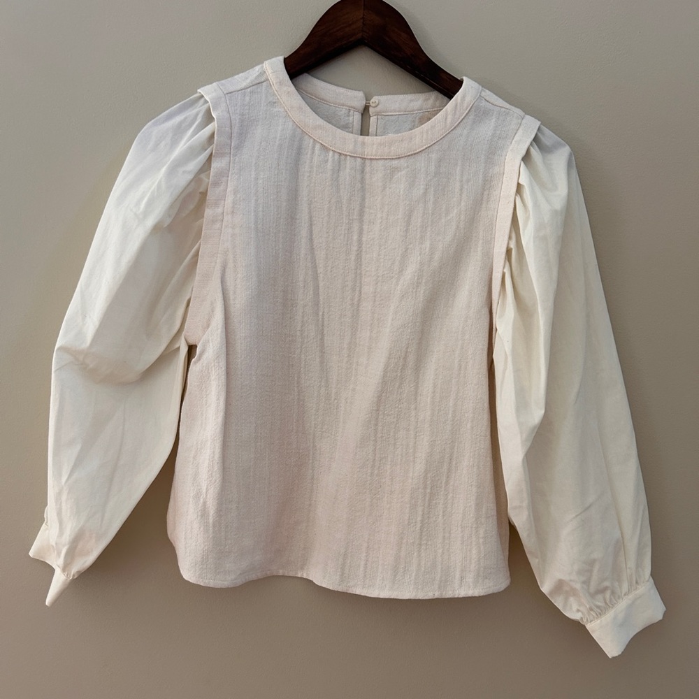 Zara Girls Cream Puff-Sleeve Blouse - Cream